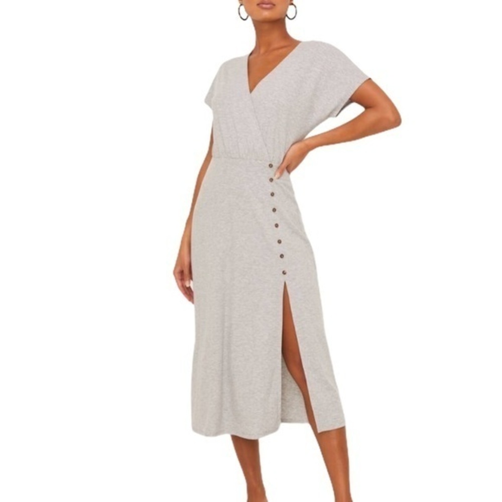 Side Slit Button Detail Dress